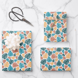 Tropical Monstera Leaf Pattern – Colourful Nature Wrapping Paper Sheet