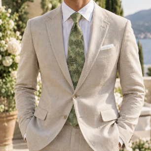 Tropical Monstera Leaf Pattern Tie