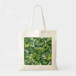 Tropical Monstera Leaf Pattern Tote Bag
