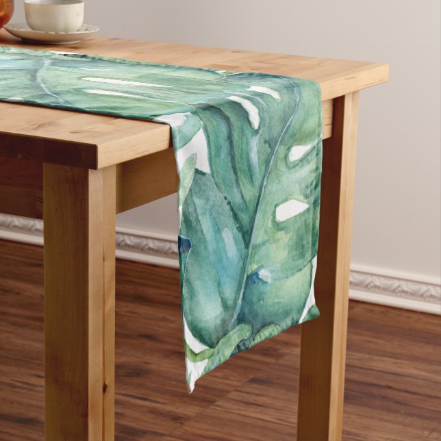 Tropical Monstera Leaf Table Runner (In Situ)
