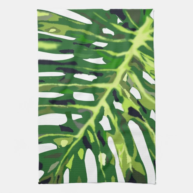Tropical Monstera Leaf - Tea Towel (Vertical)