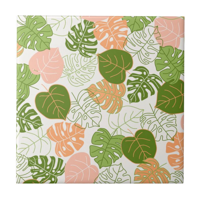 Tropical Monstera Leaf                   Tile (Front)