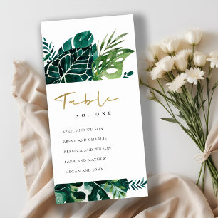 Tropical Monstera Leafy Seating Chart Table Number