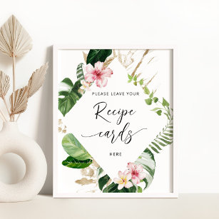 Tropical monstera leave your recipe card here poster