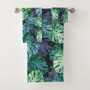 Tropical Monstera Leaves Bath Towel Set
