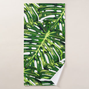 Tropical Monstera Leaves Bath Towel Set