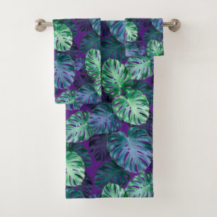 Tropical Monstera Leaves Bath Towel Set