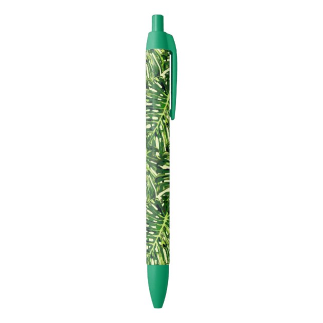Tropical Monstera Leaves Blue Ink Pen (Bottom (Vertical))