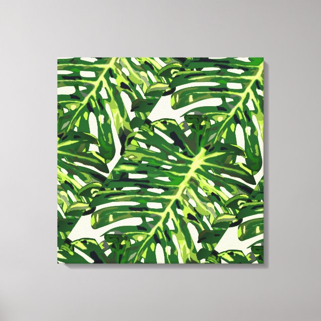 Tropical Monstera Leaves Canvas Print Nature (Front)