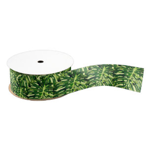 Tropical Monstera Leaves - Exotic - Drawing Grosgrain Ribbon