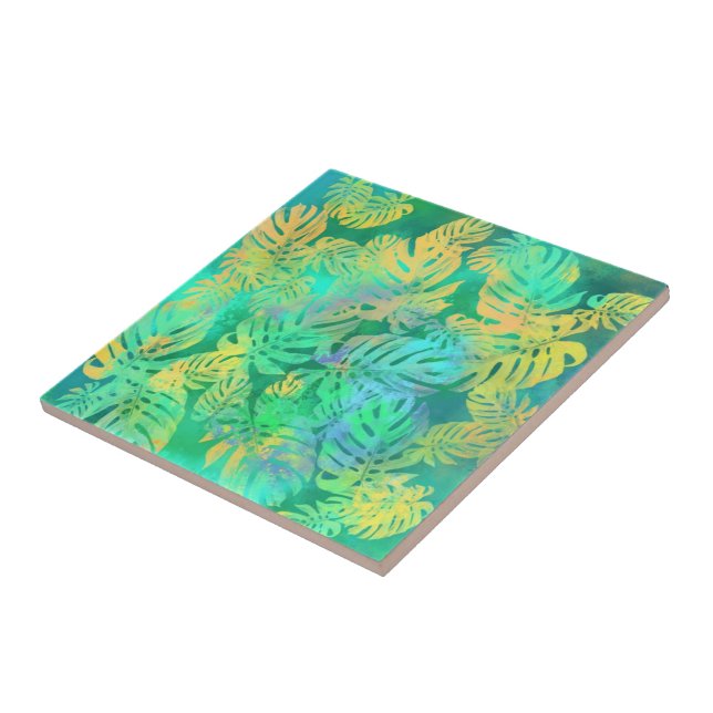 Tropical Monstera Leaves - Exotic Tile (Side)