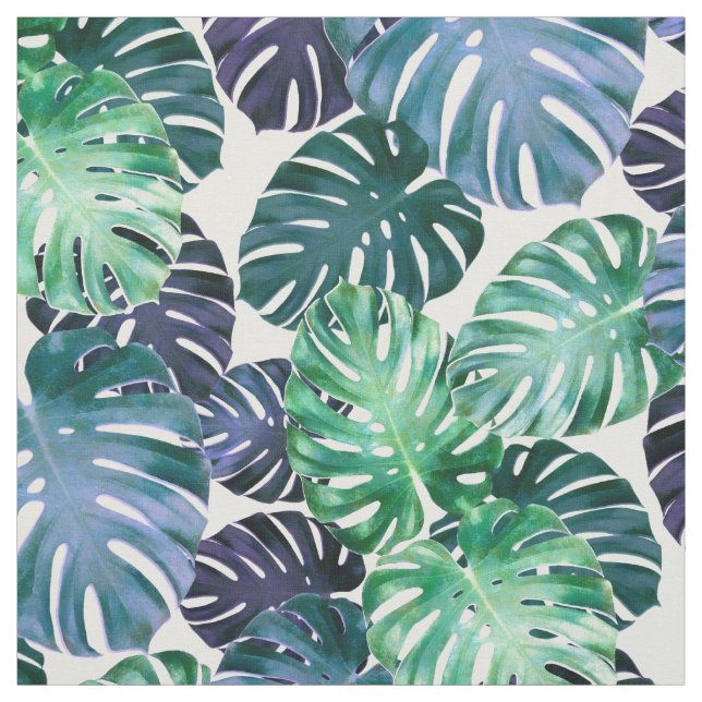 Tropical Monstera Leaves Fabric (Swatch)