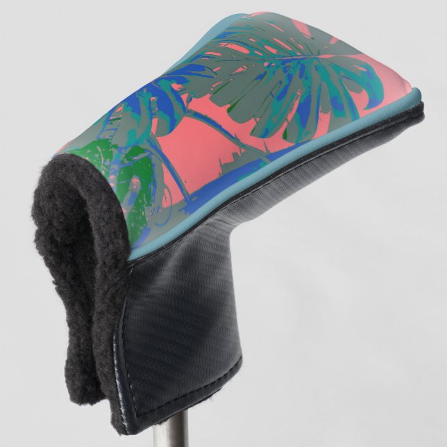 Tropical Monstera Leaves Golf Head Cover (3/4 Front)