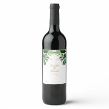 Tropical Monstera Leaves Green & Gold Trim