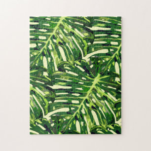 Tropical Monstera Leaves - Greenery Jigsaw Puzzle