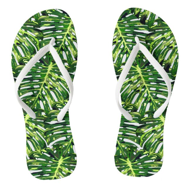 Tropical Monstera Leaves Jandals (Footbed)