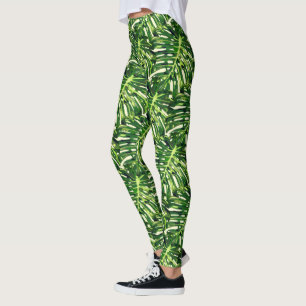 Tropical Monstera Leaves Leggings Exotic Holidays