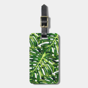 Tropical Monstera Leaves Luggage Tag