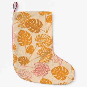 Tropical monstera leaves. silhouette drawing Seaml Small Christmas Stocking