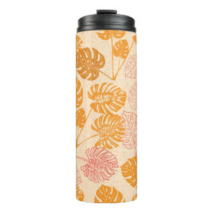 Tropical monstera leaves. silhouette drawing Seaml Thermal Tumbler