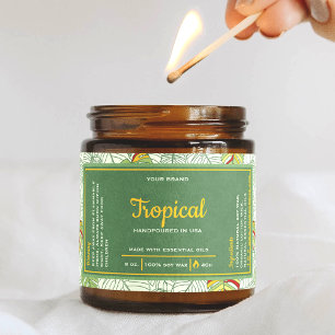 Tropical Monstera Leaves Wrap Around Candle Label