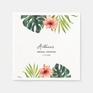Tropical Monstera Palm Bridal Shower  Napkin