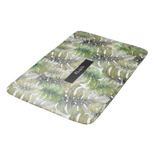 Tropical Monstera Palm Green Bath Mat