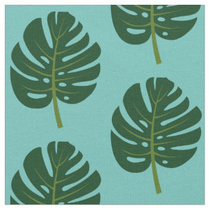 Tropical Monstera palm leaf floral print fabric
