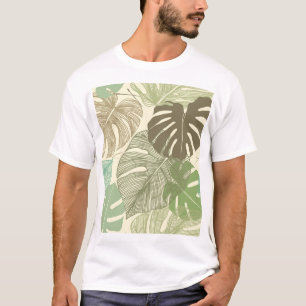 Tropical Monstera Retro Hand-Drawn Pattern T-Shirt