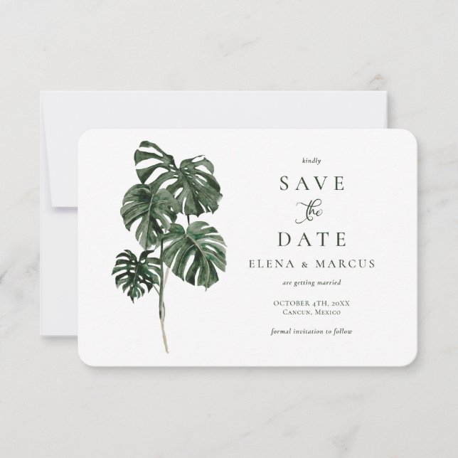Tropical Monstera Save The Date (Front)