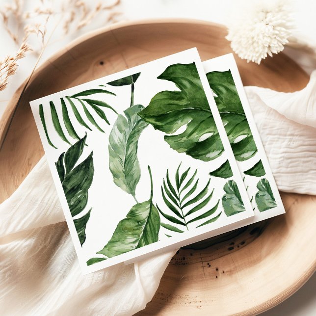 Tropical Monstera summer beach elegant wedding Napkin (Creator Uploaded)