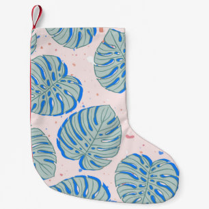 Tropical Monstera: Terrazzo Vintage Pattern Small Christmas Stocking