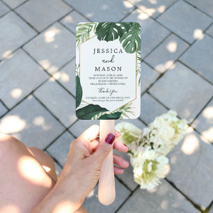 Tropical Monstera Wedding Fan Program