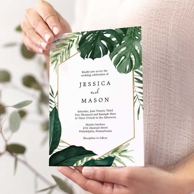 Tropical Monstera Wedding Invitation (Creator Uploaded)
