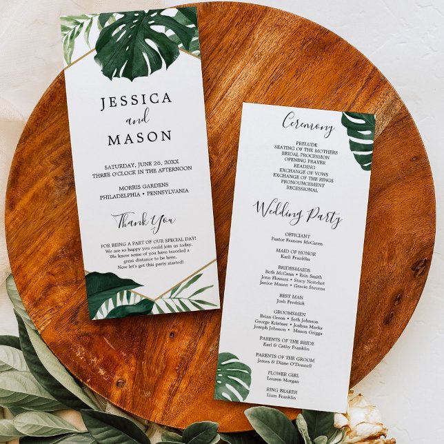 Tropical Monstera Wedding Program Programme (Creator Uploaded)