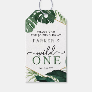 Tropical Monstera Wild One Birthday Favour Tag