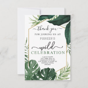 Tropical Monstera Wild One Birthday Thank You Card