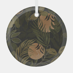 Tropical Moon Palm: Night Seamless Pattern Glass Tree Decoration