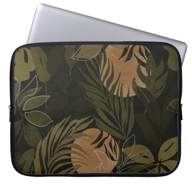 Tropical Moon Palm: Night Seamless Pattern Laptop Sleeve (Front)