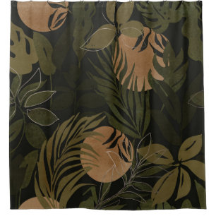 Tropical Moon Palm: Night Seamless Pattern Shower Curtain