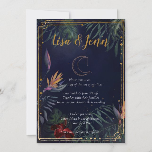 Tropical Moonlight Wedding Invitations (Front)