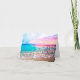 Tropical Morning Sunrise Stain Glass Beach Card