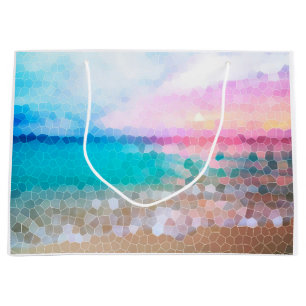 Tropical Morning Sunrise Stain Glass Beach  Large Gift Bag