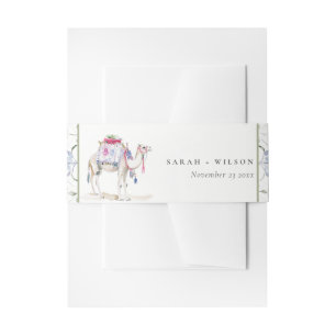 Tropical Moroccan Doorway Watercolor Wedding Invitation Belly Band