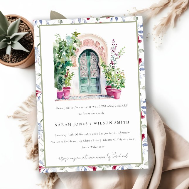 Tropical Moroccan Doorway Wedding Anniversary Invitation (Creator Uploaded)