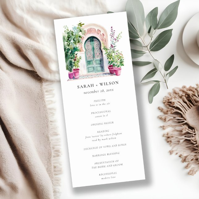 Tropical Moroccan Doorway Wedding Program Invitation (Creator Uploaded)