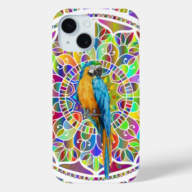 Tropical Mosaic – Blue & Gold Macaw Mandala Case-Mate iPhone Case (Back)