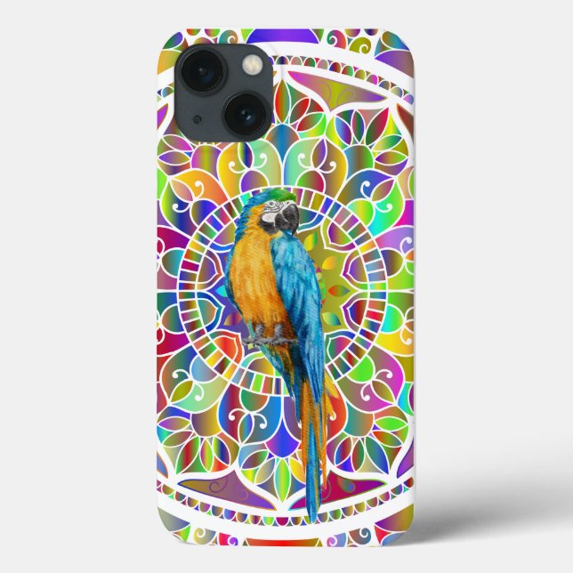 Tropical Mosaic – Blue & Gold Macaw Mandala Case-Mate iPhone Case (Back)