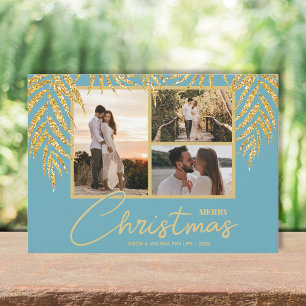 Tropical Multi Photo Collage Christmas Holiday Card