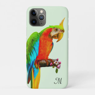 Tropical Multicolored Macaw Bird & Monogram Case-M Case-Mate iPhone Case